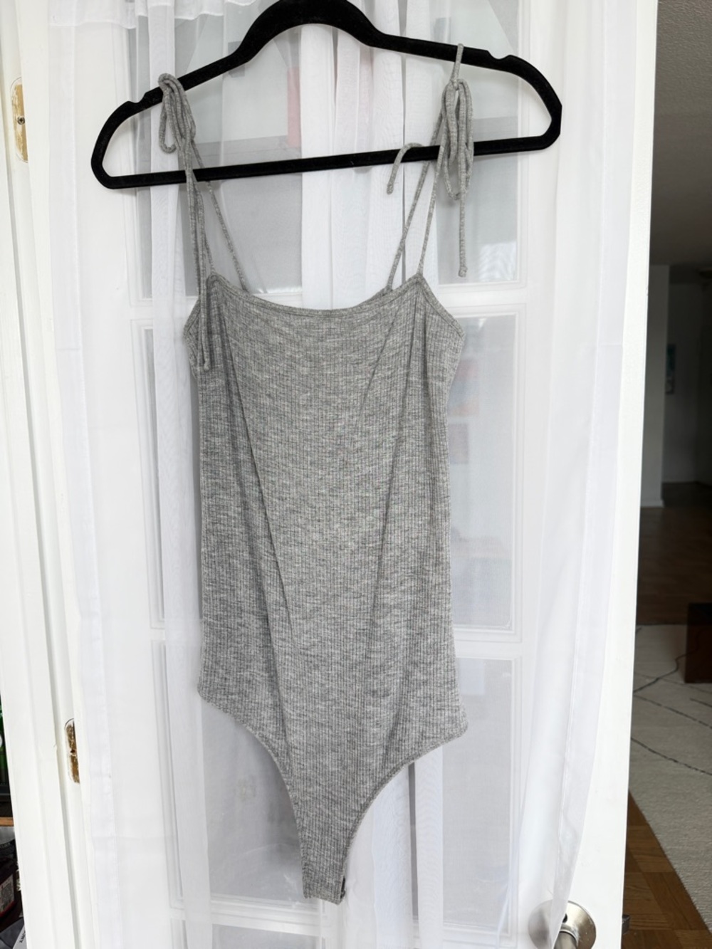 Abercrombie & Fitch Ribbed One-Piece Bodysuit in Light Gray - Picture 2 of 5